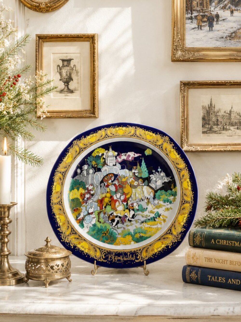 1985 Rosenthal Christmas Plate Designed by Danish Artist Bjørn Wiinblad